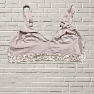 Soma Embraceable Wireless Bra Unlined Soft Cup Nude Lace Trim Comfort Large